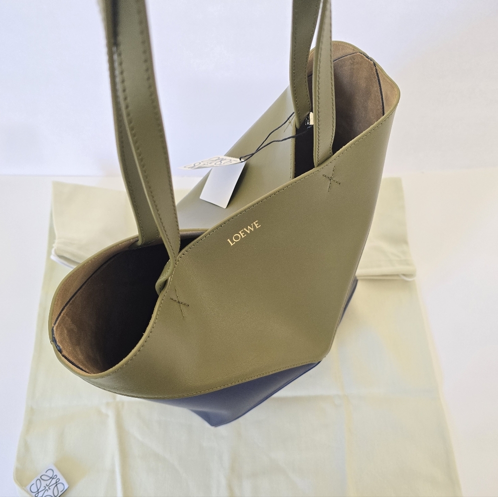 NWT LOEWE Medium Bicolor Puzzle Tote Bag Olive Navy - Picture 10 of 12